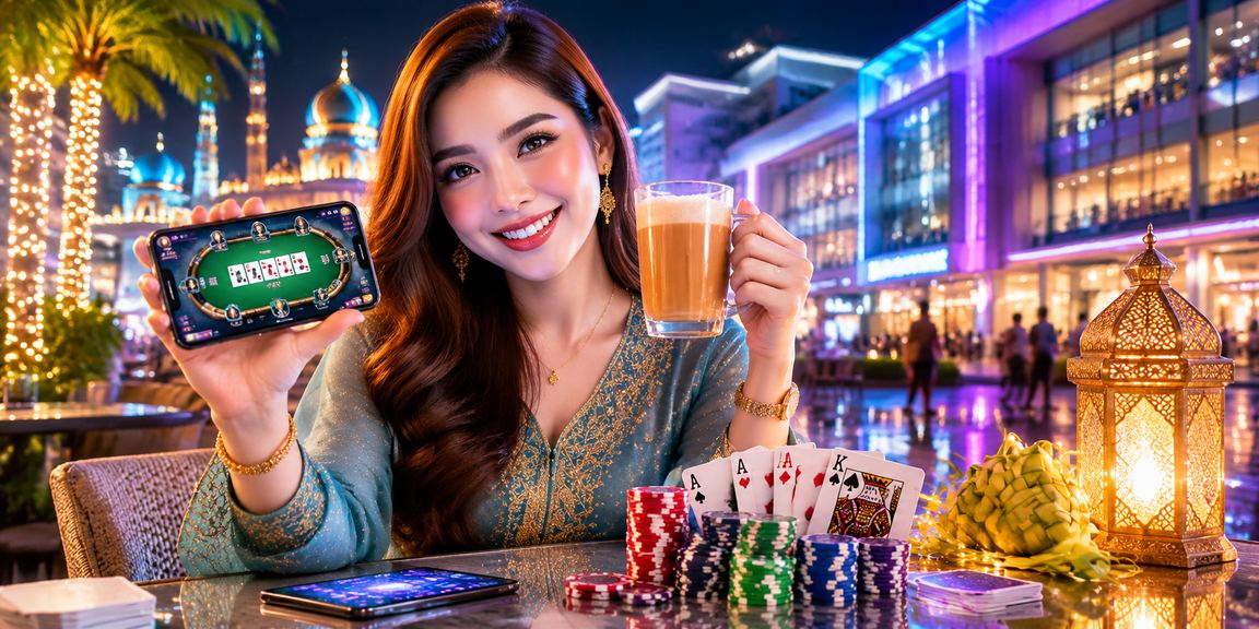Permainan poker suasana Hari Raya di Johor Bahru menggambarkan hiburan pelbagai kaum di Malaysia